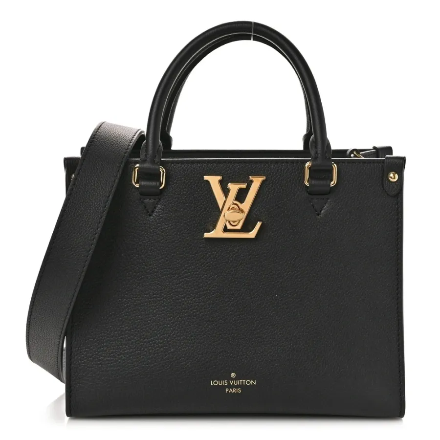 Louis Vuitton Lock & Go Tote PM Black Calfskin Leather Gold Hardware