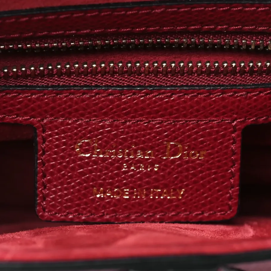 Dior Medium Saddle Bag Red Grained Calfskin Leather Brass Hardware