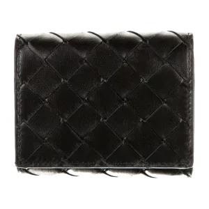 Bottega Veneta Small Wallet Black Intrecciato Weave Leather