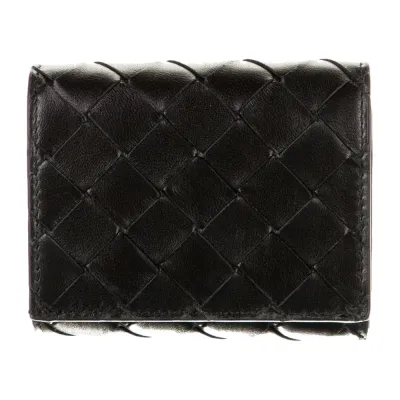 Bottega Veneta Small Wallet Black Intrecciato Weave Leather
