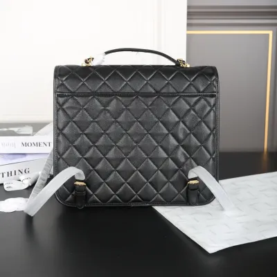 Chanel Black Quilted Caviar Leathe Backpacks