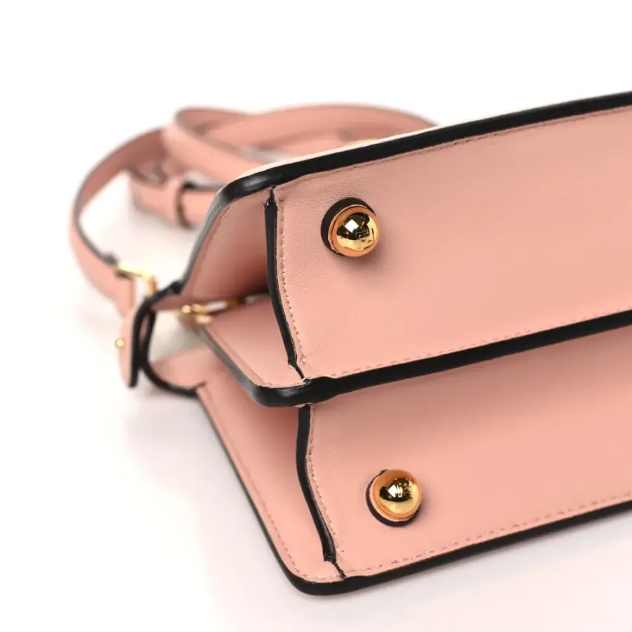 Fendi Petite Peekaboo I SEE U Satchel Rosa Confetto Shiny Nappa Leather Gold Hardware