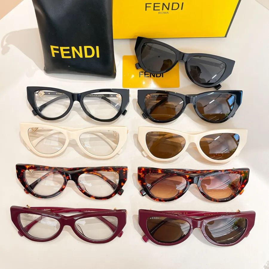 Fendi Cat Eye glasses black gold/black/red/ivory/leopard/brown white/brown leopard/black brown/brown red color Size 54口17-140
