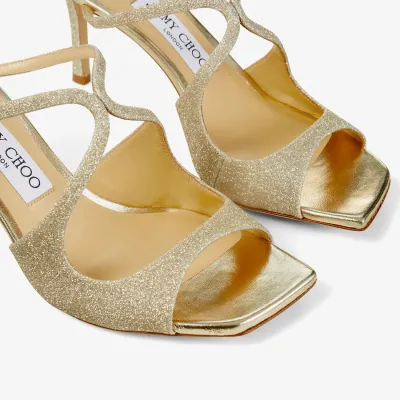 JIMMY CHOO Gold Flash powder fine flash particle  Muller shoes high heel slippers