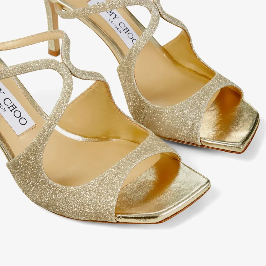 JIMMY CHOO Gold Flash powder fine flash particle  Muller shoes high heel slippers