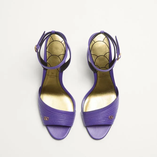 VALENTINO  Crystal trim satin heel sandals (8.5 cm high heel)