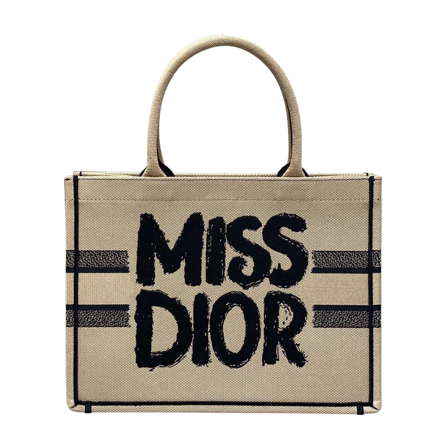 Dior Medium Dior Book Tote Bege e Preto Miss Dior Graffiti Bordado
