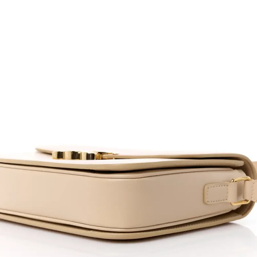 Celine Medium Triomphe Bag Nude Shiny Calfskin Leather Gold Hardware