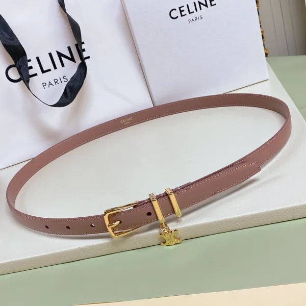 Celine Elegant Charm Belt In White/Black/Pink/Champagne Gold/Brown Taurillon Leather With Gold Hardware 18mm - Image 10