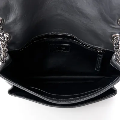 Saint Laurent Medium Niki Chain Satchel Storm Crinkled Monogram Calfskin Matelasse Leather