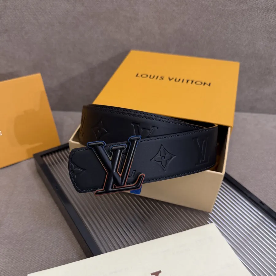 Louis Vuitton Men's Dimension Reversible Belt In Black Calfskin With Gold/Silver/Black Hardware 40mm