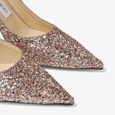 JIMMY CHOO Rose pink coarse grain glitter fabric pointed heels