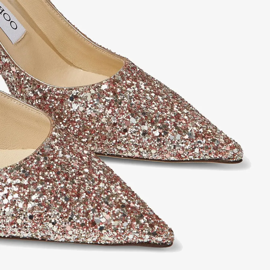 JIMMY CHOO Rose pink coarse grain glitter fabric pointed heels