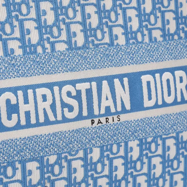 Dior Medium Dior Book Tote In Blue Dior Oblique Embroidered Canvas - Image 5