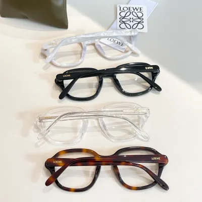Loewe square frame glasses leopard/black/milky white/transparent color Size 51口21-140