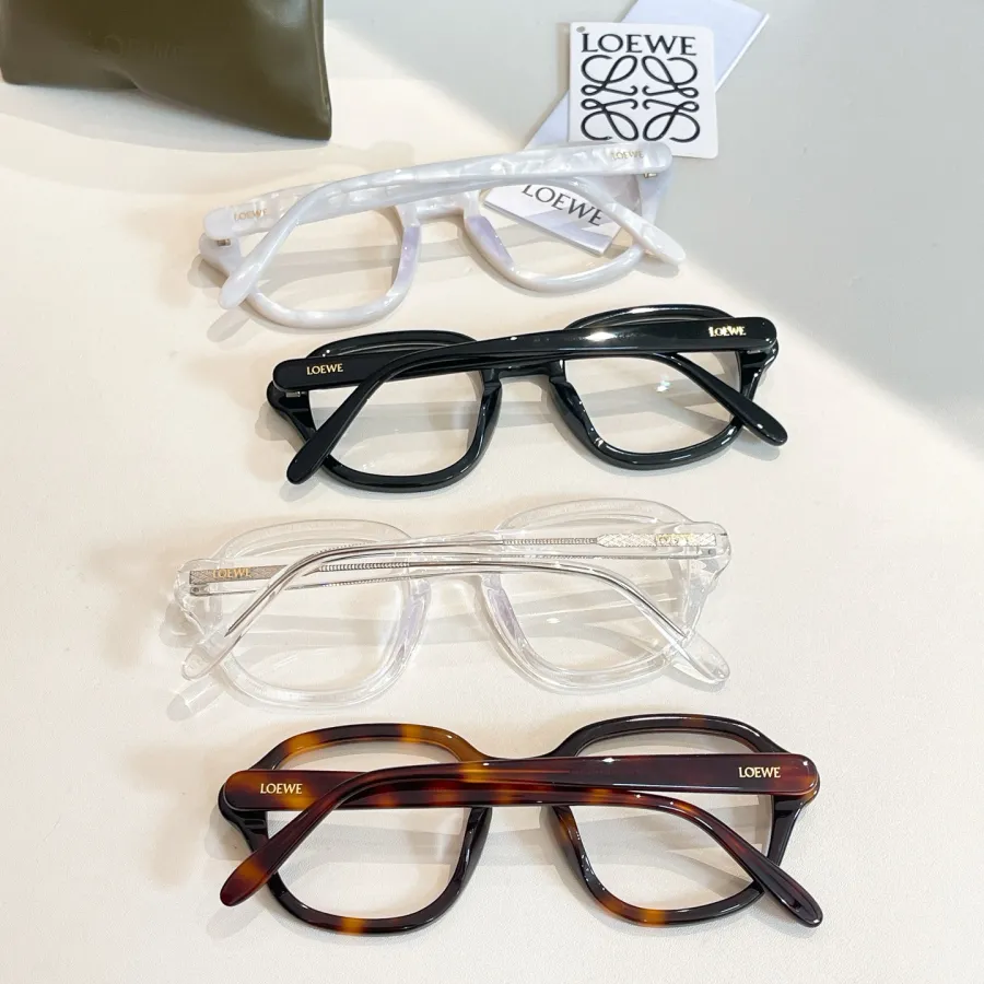 Loewe square frame glasses leopard/black/milky white/transparent color Size 51口21-140