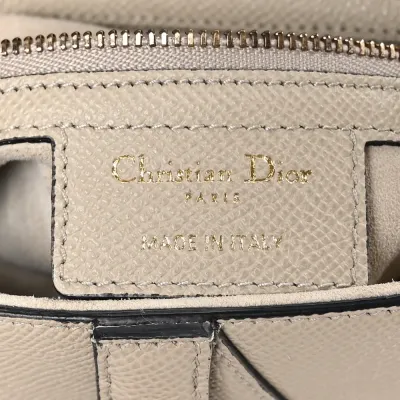 Dior Medium Saddle Bag Sand Grained Calfskin Leather Gold Hardware