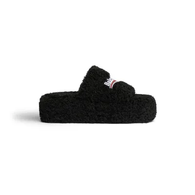 BALENCIAGA Women's black platform slippers