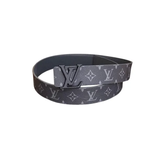 Louis Vuitton Men's LV Buckle Belt In Grey Monogram Canvas With Black/Silver Hardware 40mm