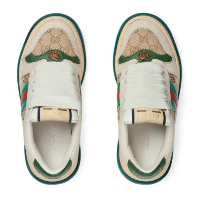 Gucci Screener series women's sports shoes white green Sneakers