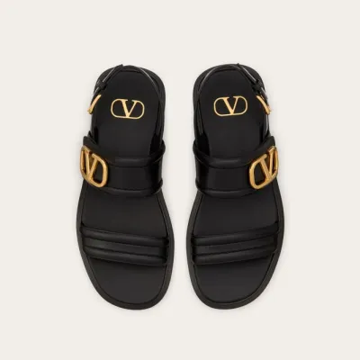 VALENTINO Black Flat calfskin sandals