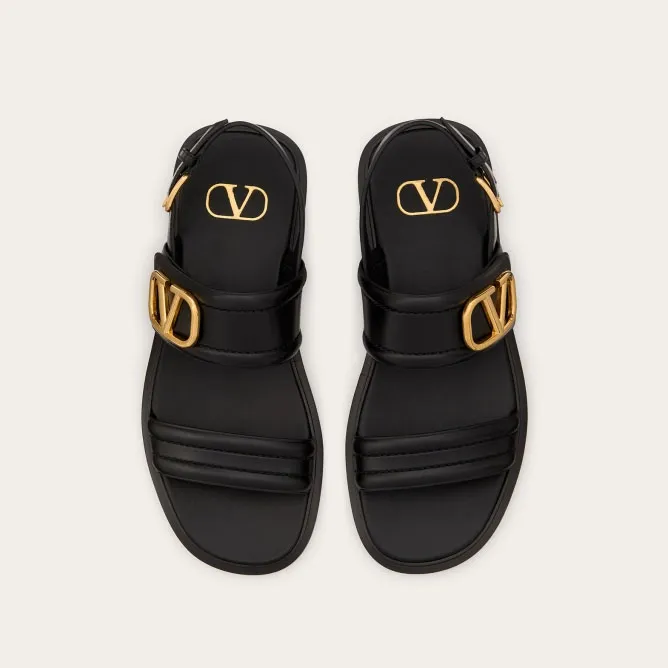 VALENTINO Black Flat calfskin sandals