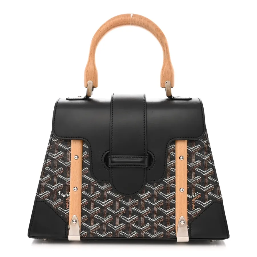 Goyard Saigon PM Black Goyardine Canvas Silver Hardware