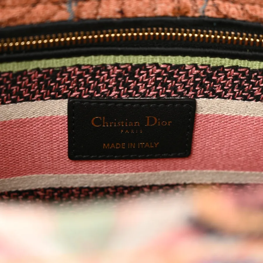 Dior Medium Lady D-Lite Multicolor Embroidered Canvas Gold Hardware