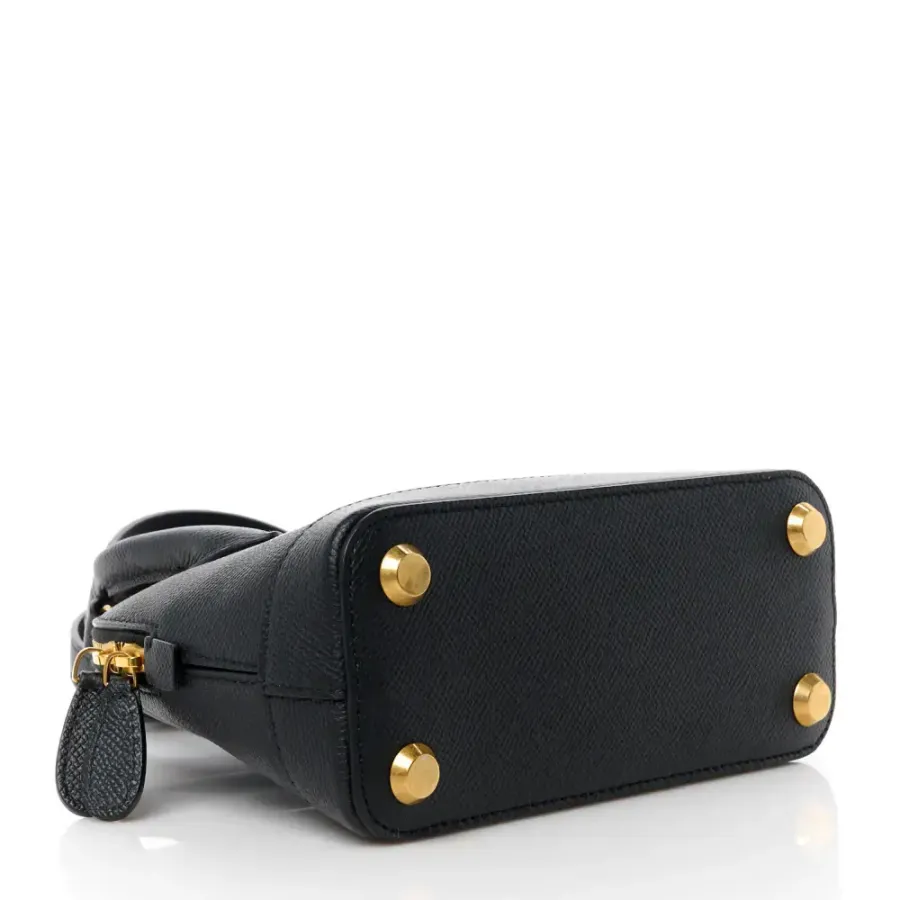 Balenciaga XXS Ville Top Handle Bag Black/White Signature Grained Calfskin Leather Gold Hardware