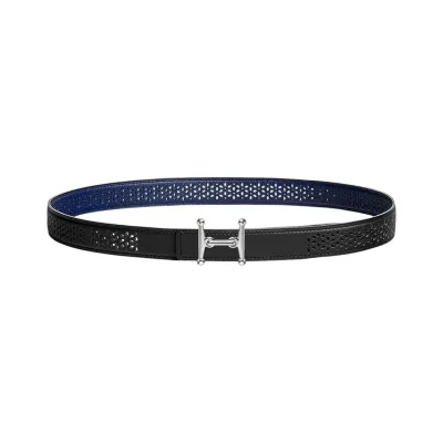 Hermès Women' s Rivage H Buckle Belt In Blue/Red/Orange/Black/Brown/Orange/Beige/Etoupe Calfskin With Gold/Silver Hardware 24mm