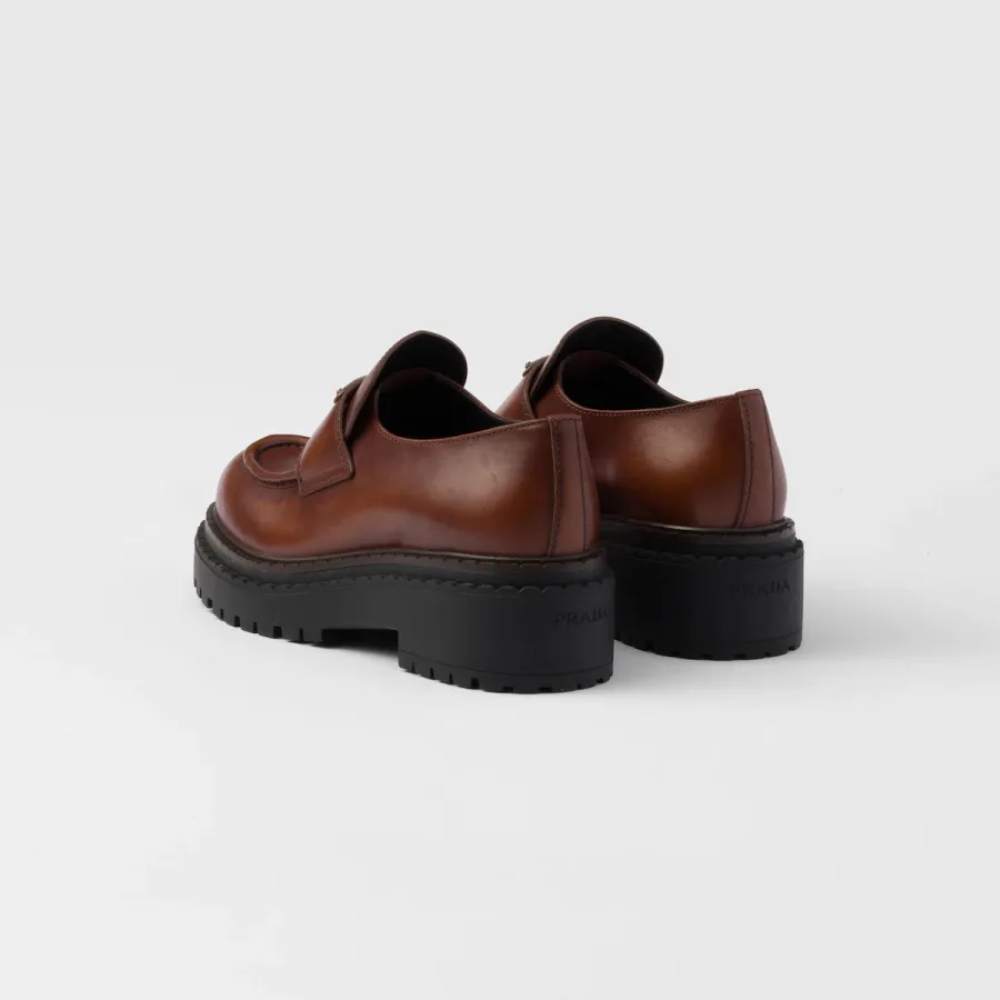 PRADA Cognac leather loafers