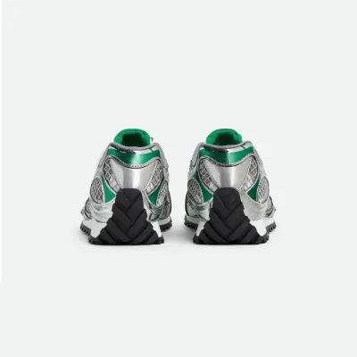 Bottega Veneta Orbit Sneakers In Silver/Green Technical Fabric And Mesh Lace-Up Sneaker