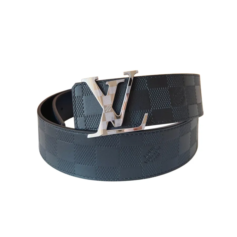 Louis Vuitton Men's Damier Buckle Reversible Belt In Black Calfskin With Gold/Silver Hardware 40mm
