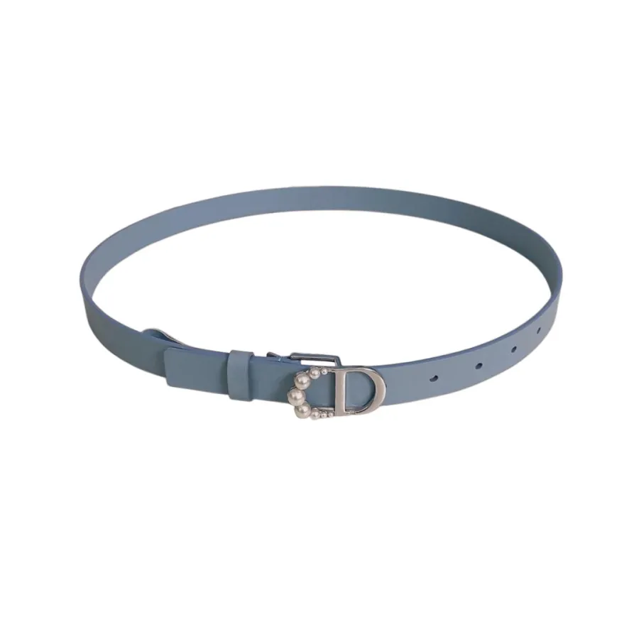 Dior Women' s 30 Montaigne Buckle With Pearls Belt In Brown/Black/Red/White/Cyclamen/Pink/Musturd/Silver/Gold/Blue/Grey Calfskin With Gold/Silver Hardware 20mm