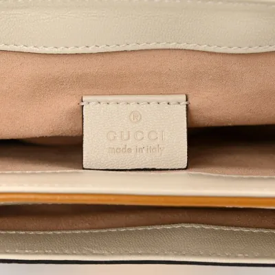 Gucci Mini Padlock Flap Pocket Shoulder Bag Beige / Mystic White / Sun Oil GG Supreme Monogram Canvas Gold Hardware
