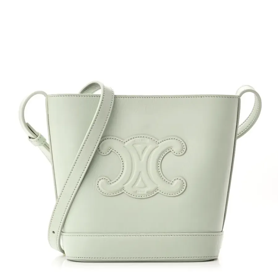 Celine Small Cuir Triomphe Bucket Bag Jade Smooth Calfskin Leather Gold Hardware
