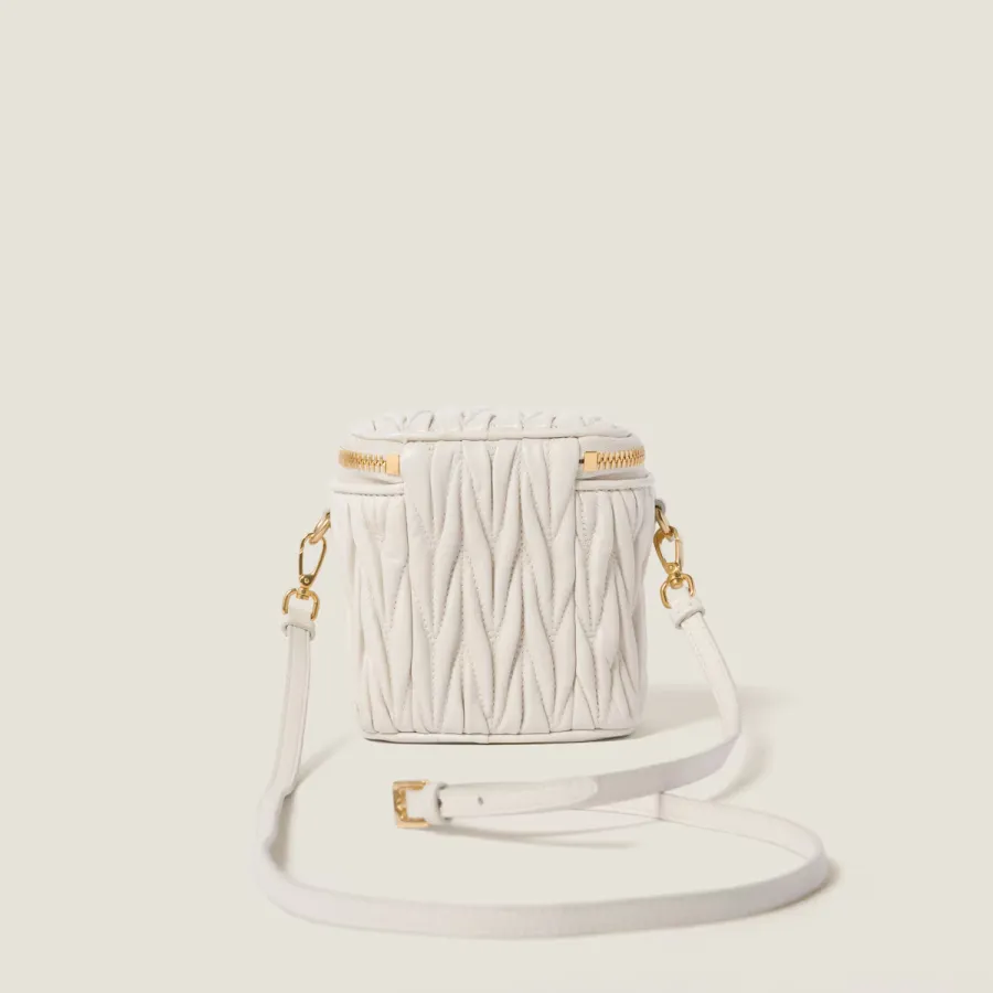 Miu Miu Quilted Lambskin Leather white Bucket Bags