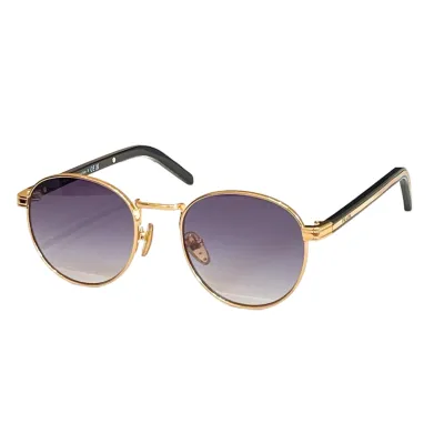 Prada round frame glasses black gold/purple/coral/tawny/brown color Size 49口21-145