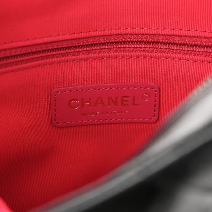 Chanel Chain Melody Backpack Small Black Quilted Shiny Caviar Leather Gold Hardware