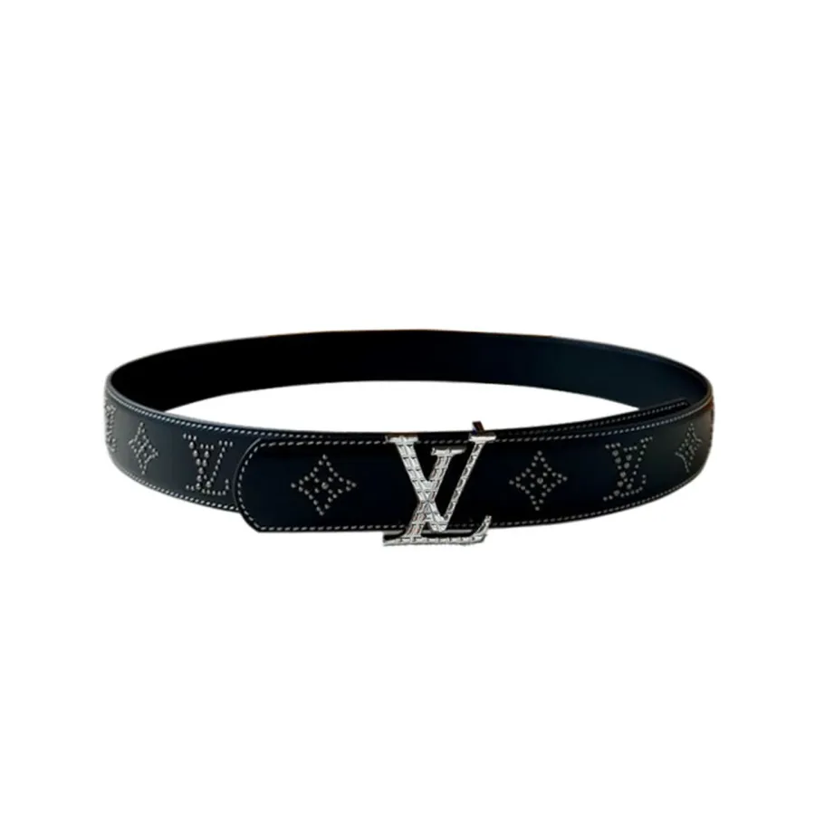 Louis Vuitton Men's Dimension Reversible Belt In Black Calfskin With Gold/Silver/Gun Black Hardware And Rhinestones 40mm