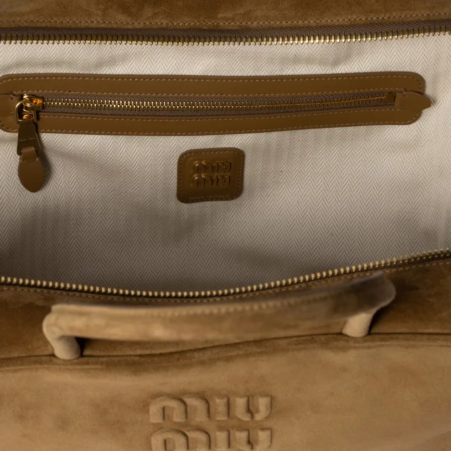 Miu Miu Beau Suede Leather Brown Top-Handle Bags