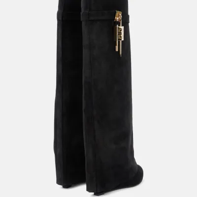 GIVENCHY Black suede knee-high boots
