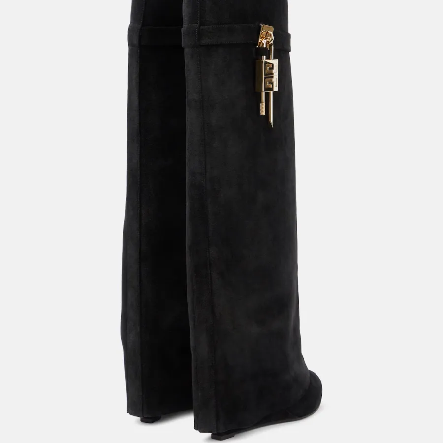 GIVENCHY Black suede knee-high boots