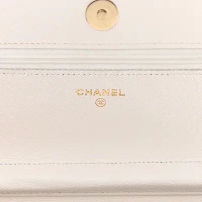 Chanel Wallet On Chain – Small White Quilted Caviar