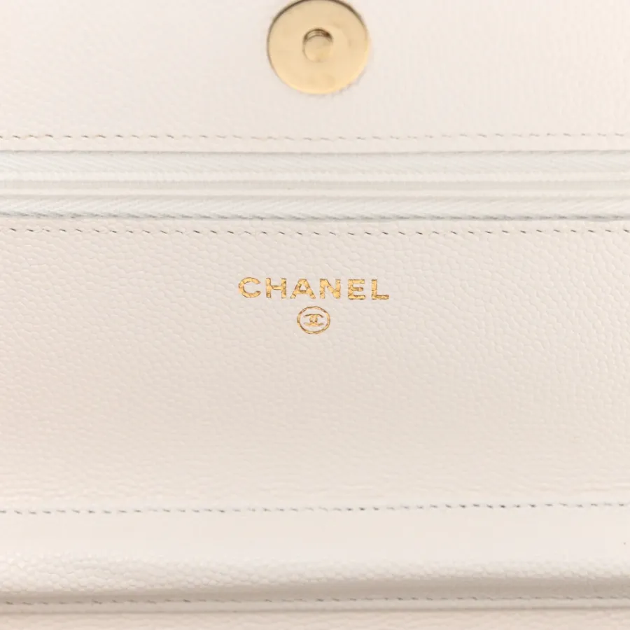 Chanel Wallet On Chain – Small White Quilted Caviar