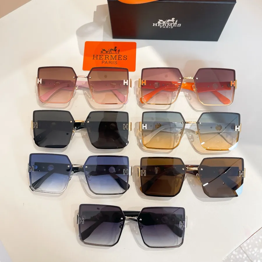 Hermès square frame glasses pink/orange/white/black/blue/leopard/eggplant color Size 59口18-145