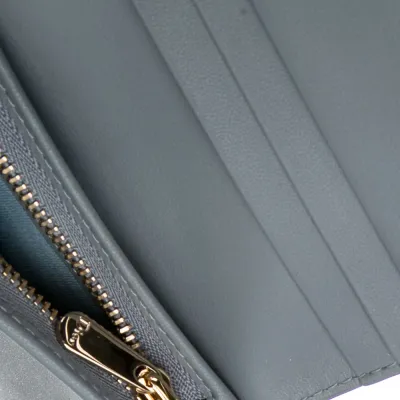 Dior Small Wallet Blue Cannage Pattern Leather Gold Hardware