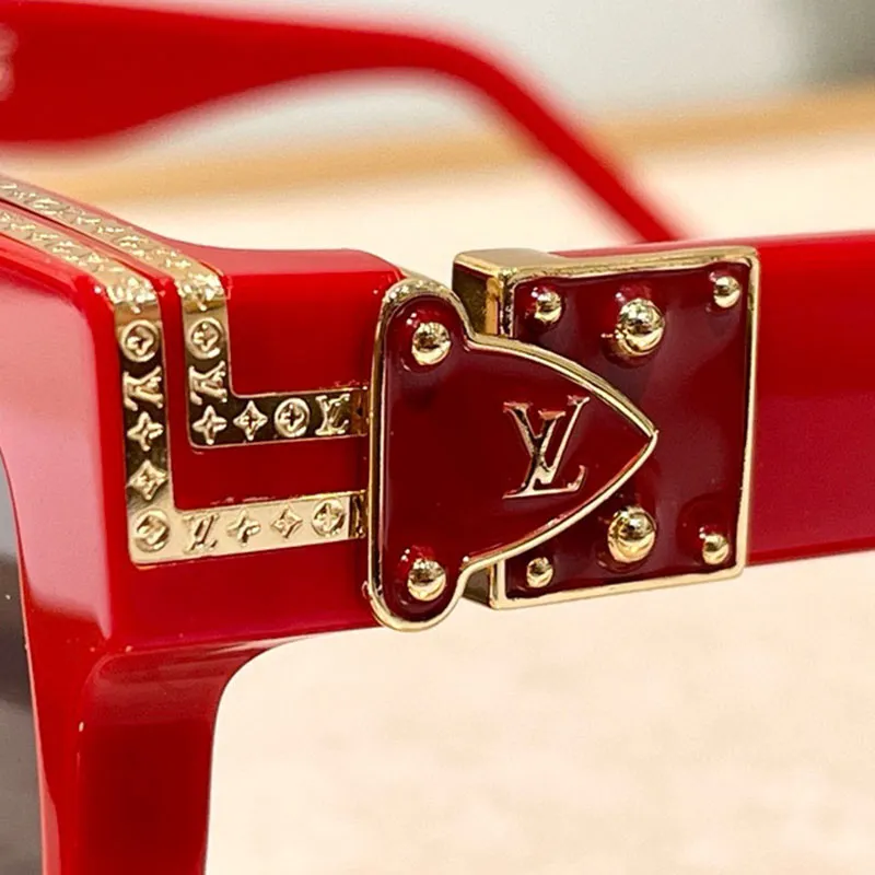 Louis Vuitton square frame glasses red/blue/pink/black/camouflage/tawny/yellow/brat check/black gold/black silver/all black/floral print color Size 58口19-140