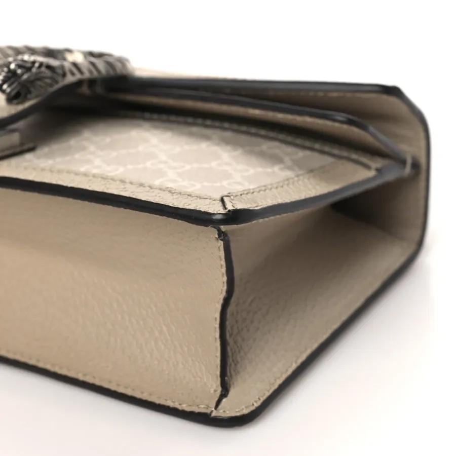 Gucci Small Rectangular Dionysus Shoulder Bag Beige / Mystic White / Oatmeal GG Supreme Monogram Canvas & Textured Dollar Calfskin Leather Aged Silver Hardware