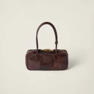 Miu Miu Beau Leather / Suede splicing Deep Brown Top-Handle Bags